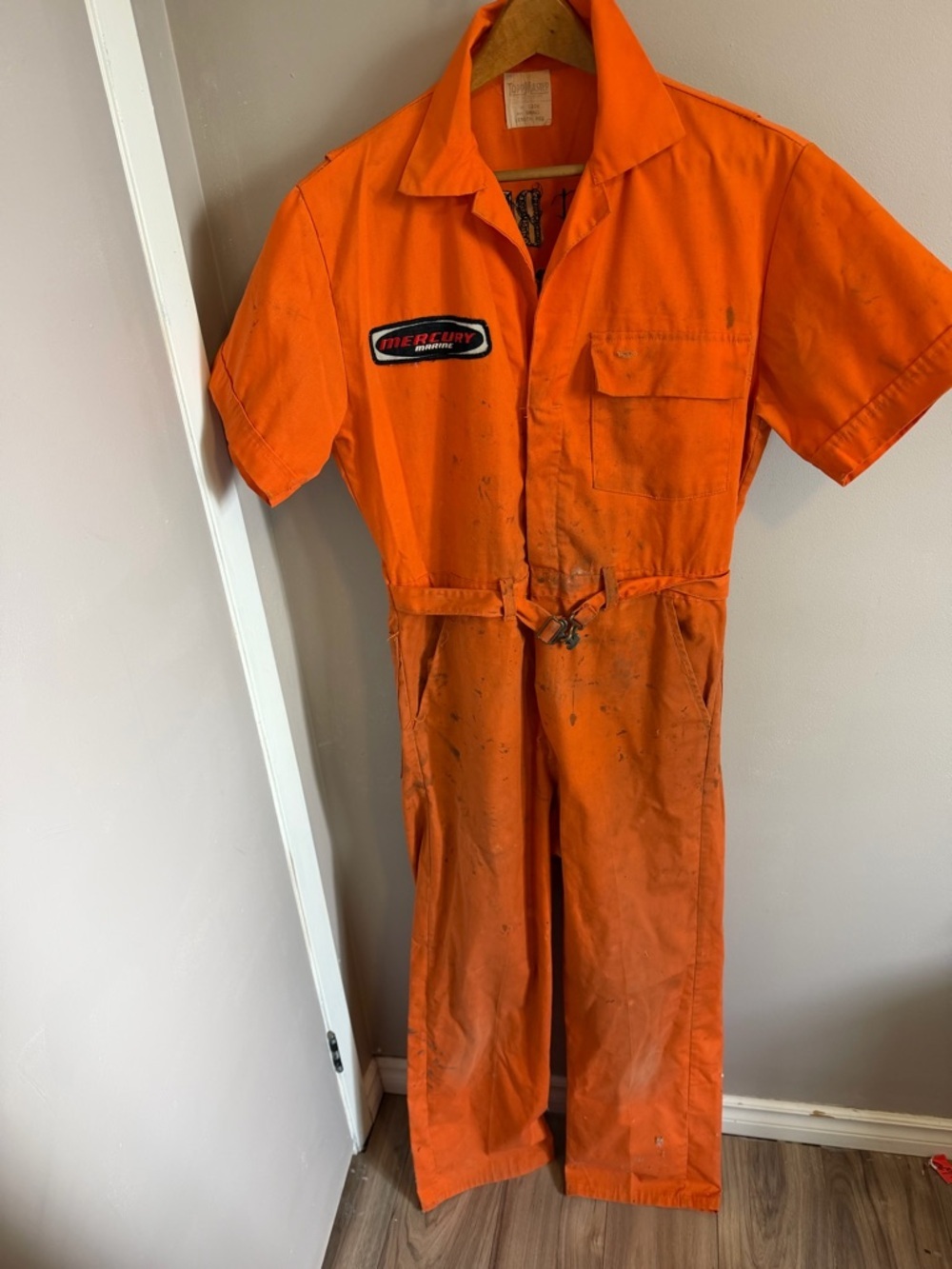 Vintage Mercury Marine Distressed Orange Boiler Suit Small